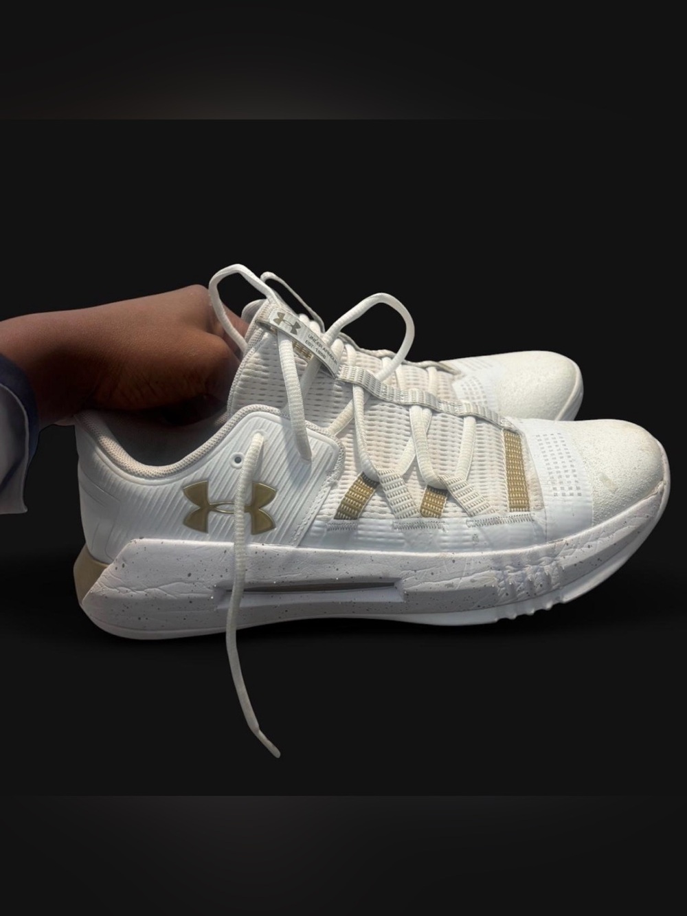 Under Armour White and Gold Training Sneakers - Sz 11